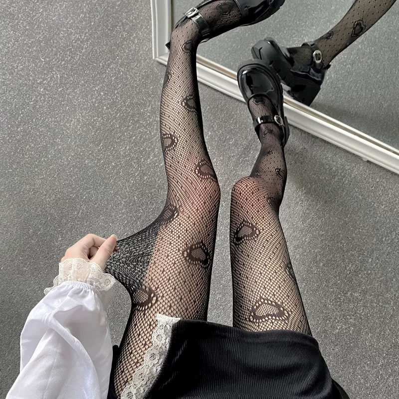 Japanese fishing net, sexy tights, print, European style, internet celebrity