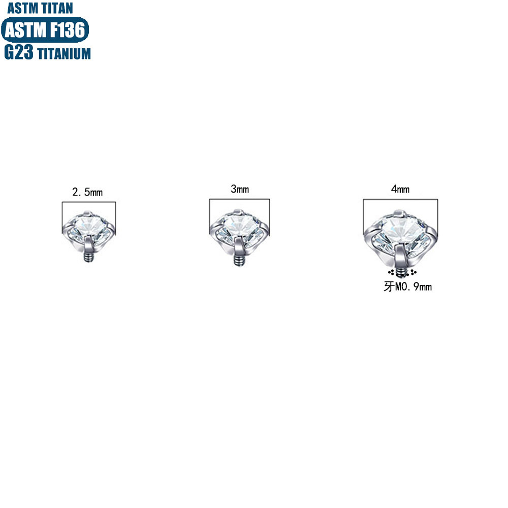 0.9mm F136 Titanium Pointed Cone Ball Zircon Head External Thread Eyebrow Barbell Replacement Part detail image 14