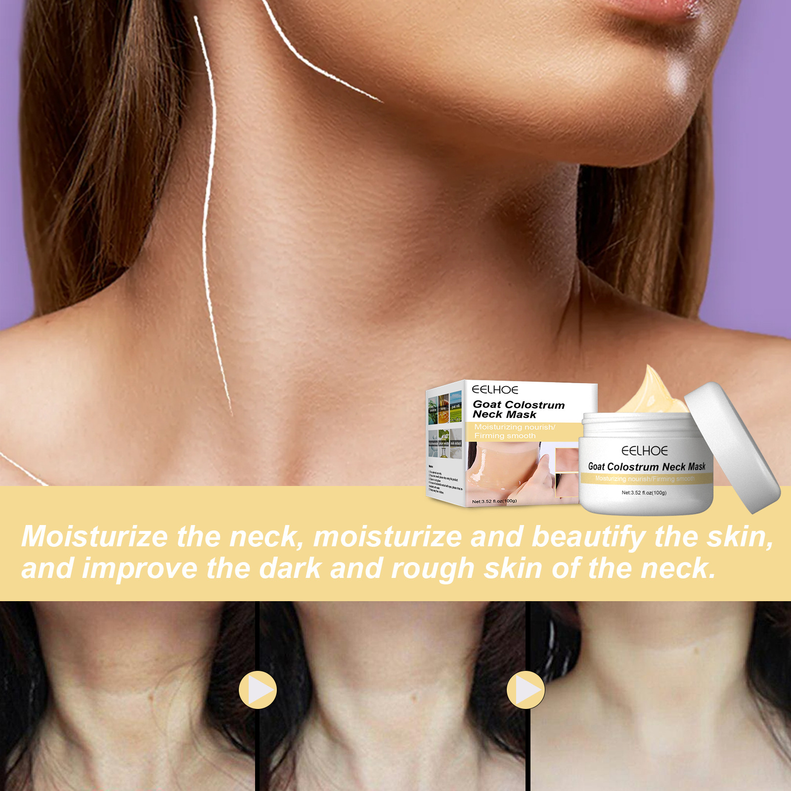 Eelhoe – masque blanchissant au lait de mouton, dessalement des ridules, Massage liftant et raffermissant, crème de soin du cou_voghion.com