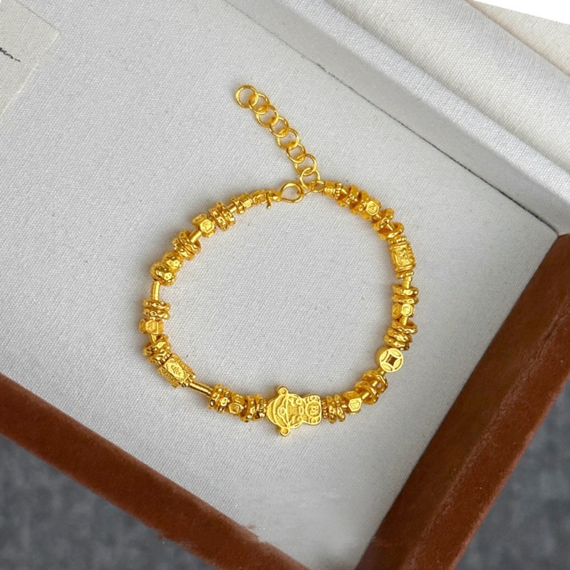 沙金饰品仿真金新中式龙鳞钱币蹦迪珠盘缠手链女时尚高级感手饰批|undefined