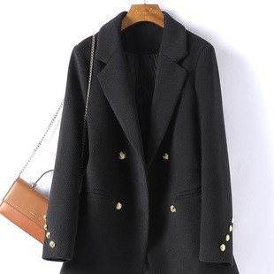 New plus size women's woolen suit jacket chubby girl cotton twill suit [cotton + regular lining