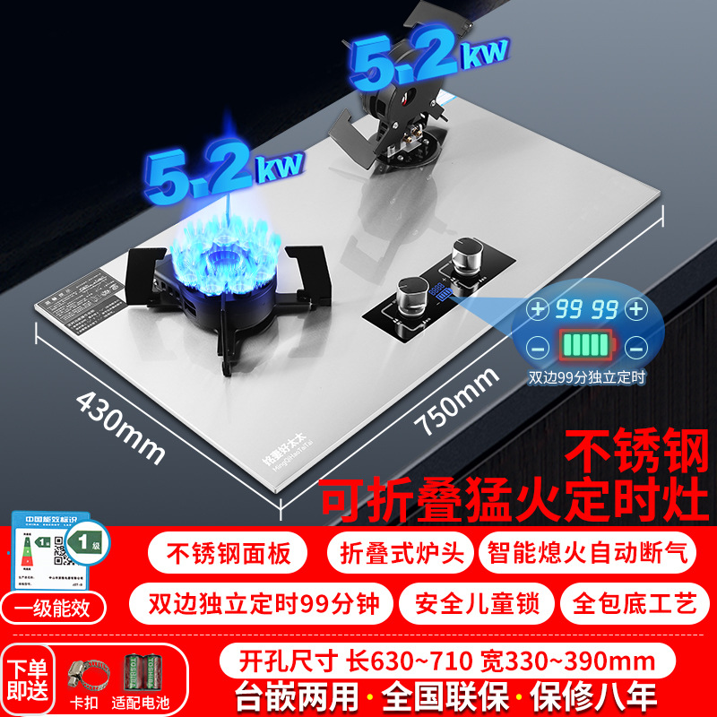 [플래그십 에디션] 스테인레스 스틸 두꺼운 패널 + 접이식 버너 + 타이머 차단