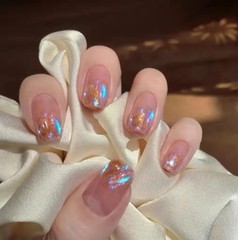 Glow-in-the-Dark Aurora Wearable Nail Art New Style Diamond-Studded Fake Nail Sticker Hot Selling Nail Sheet Wholesale