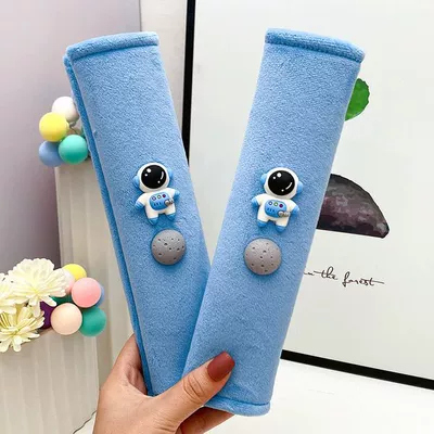 Cat, Cute, Extended Car — Seat belt shoulder pad - blue-crystal-velvet-astronaut-planet-pair-of-shoulder-pads