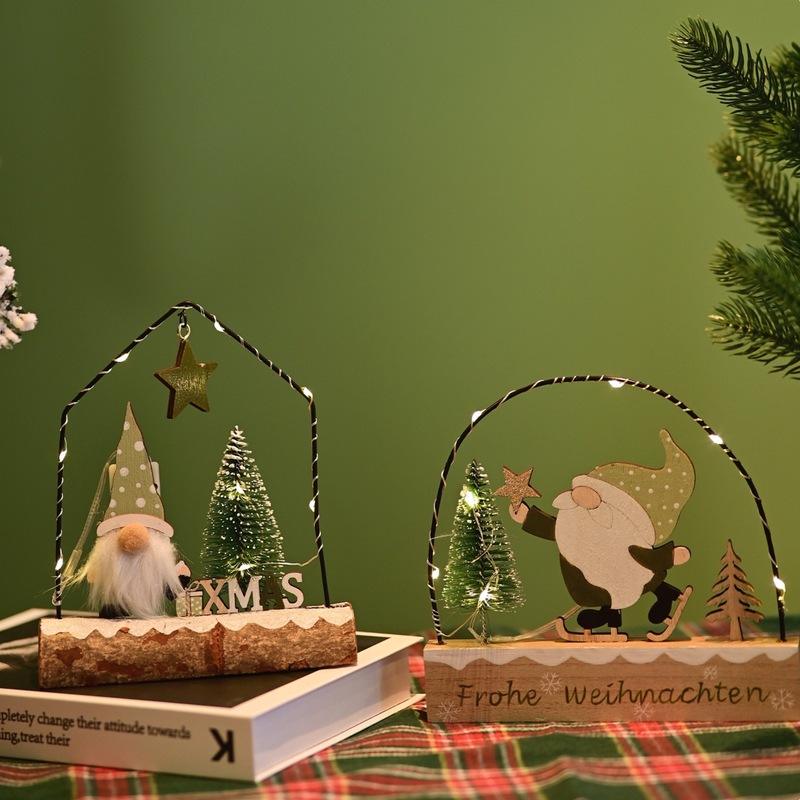 クリスマスデスクトップ装飾品クリスマス木製プレゼント地精雰囲気暖かい光フォトフレーム小夜灯クリスマス装飾|undefined