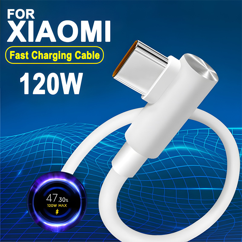 120W USB a to Type C Fast Charging Elbow Turbo Cable Suitable for Xiaomi 15 Cable Redmi K80