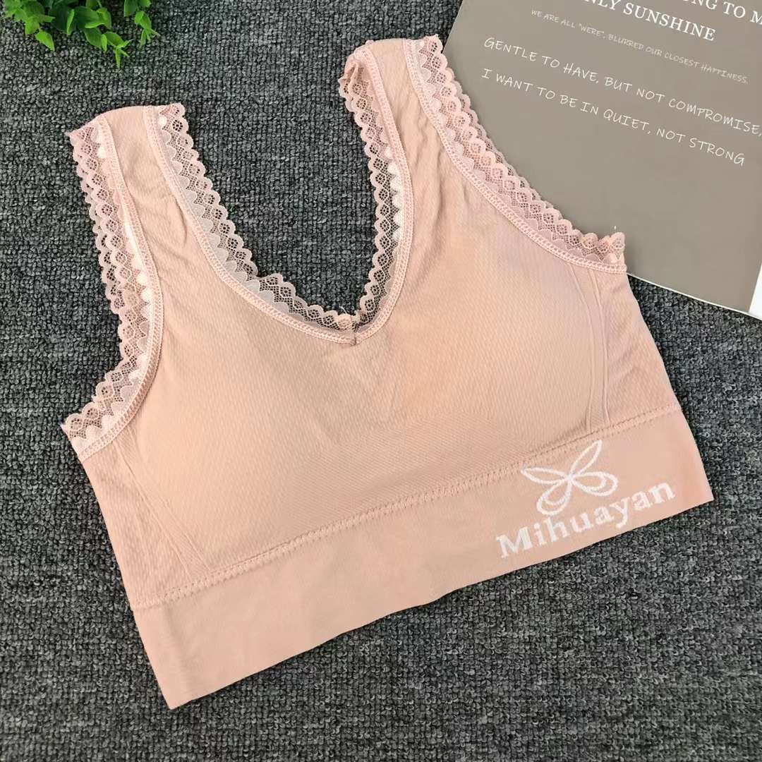 Nuevo chaleco sin costuras de alta elasticidad de alta calidad de mujer sin anillo de acero de encaje sujetador ropa interior deportiva mujer al por mayor