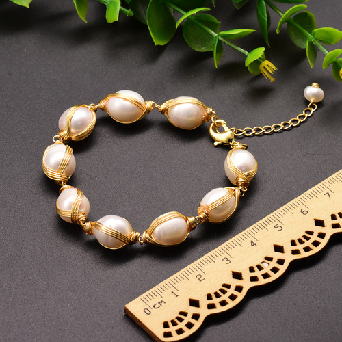 Freshwater pearl bracelet for women ins style suit winding bracelet buckle niche hand decoration design jewelry wholesale for women