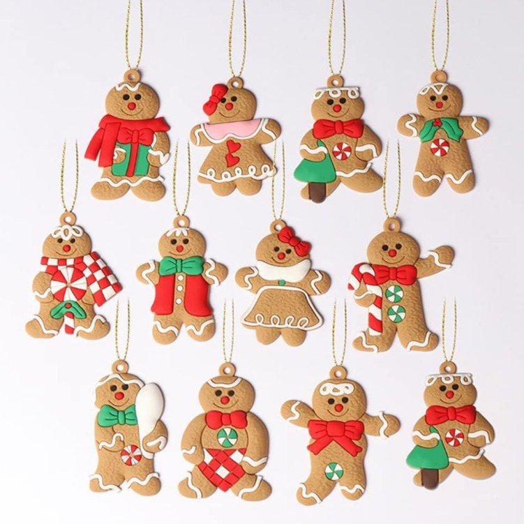 ジンジャーブレッドマンペンダント12個入りPVCクリスマスツリーデコレーションクッキーマン卸売クリスマス家具キッチンパーティー用品|undefined