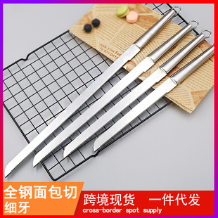 Cross-border stainless steel fine tooth bread cutter toast slicing tool 8/10/12/14 inch baking cake divider