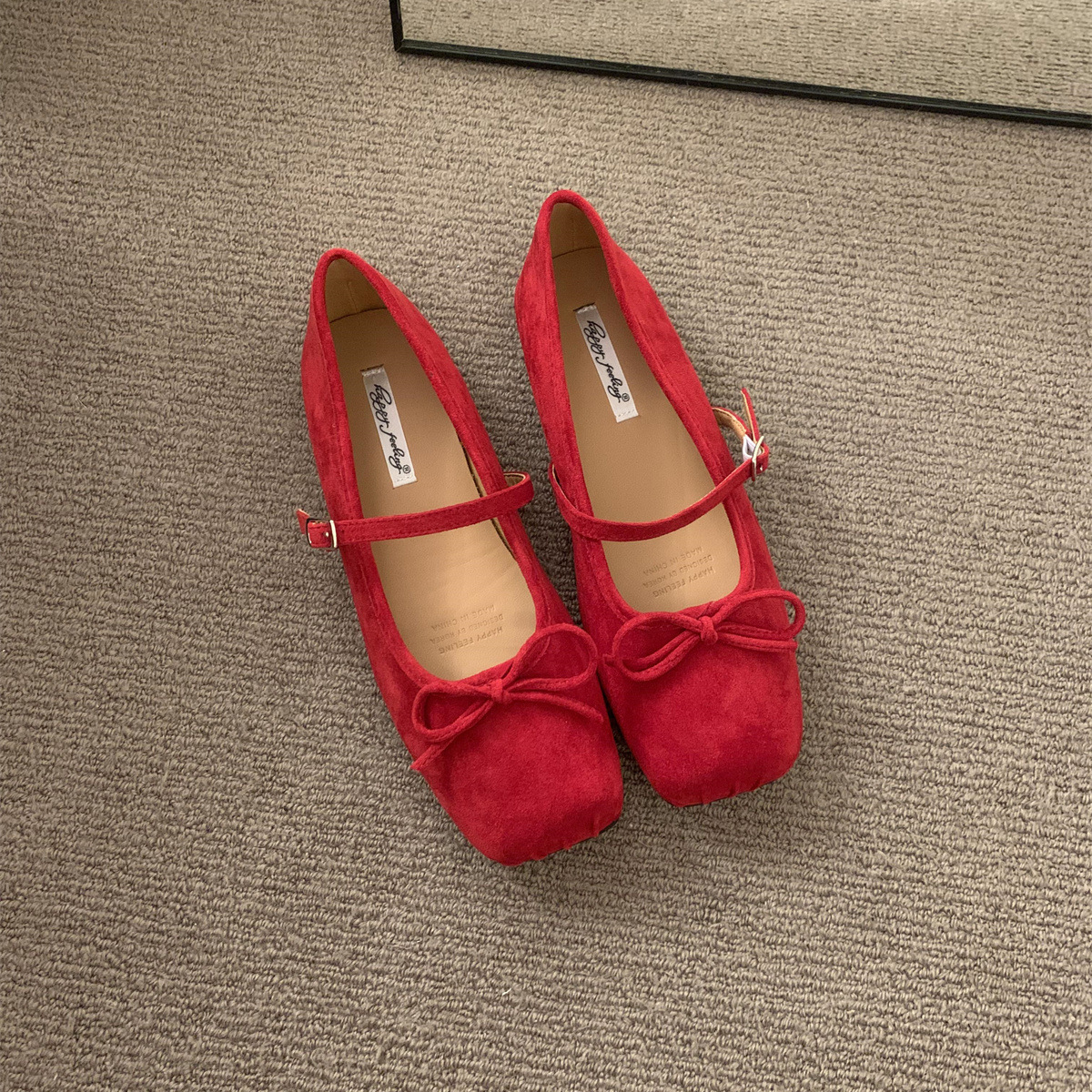 Zapatos de cabeza cuadrada de tería francesa primavera y otoño de 2025 nuevos zapatos de viaje con arco plana de Mary Jane