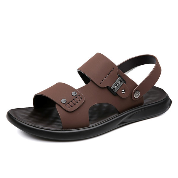 Dép sandal nam quai ngang hở ngón thoáng khí chống trượt đi biển và dạo phố — QS5253 nâu (cỡ giày thể thao), QS5253 đen (cỡ giày thể thao)