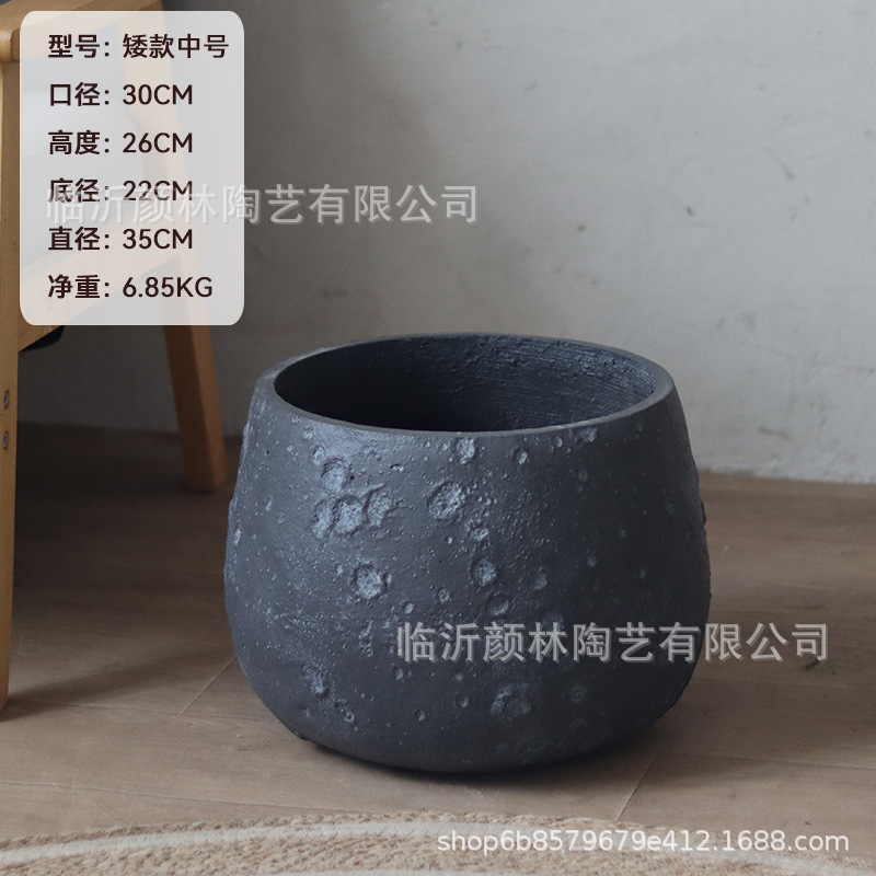 Nórdico negro gris magnesio maceta de barro para el hogar de la decoración de la sala de estar maceta verde al aire libre simple maceta de gran boca