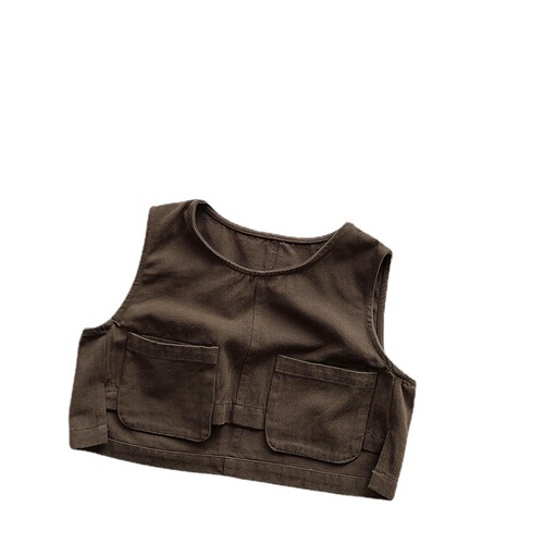 Cute children wear personalized trendy children's vests 2024 spring and autumn boys and girls baby Korean version retro vests and waistcoats trendy children's clothing