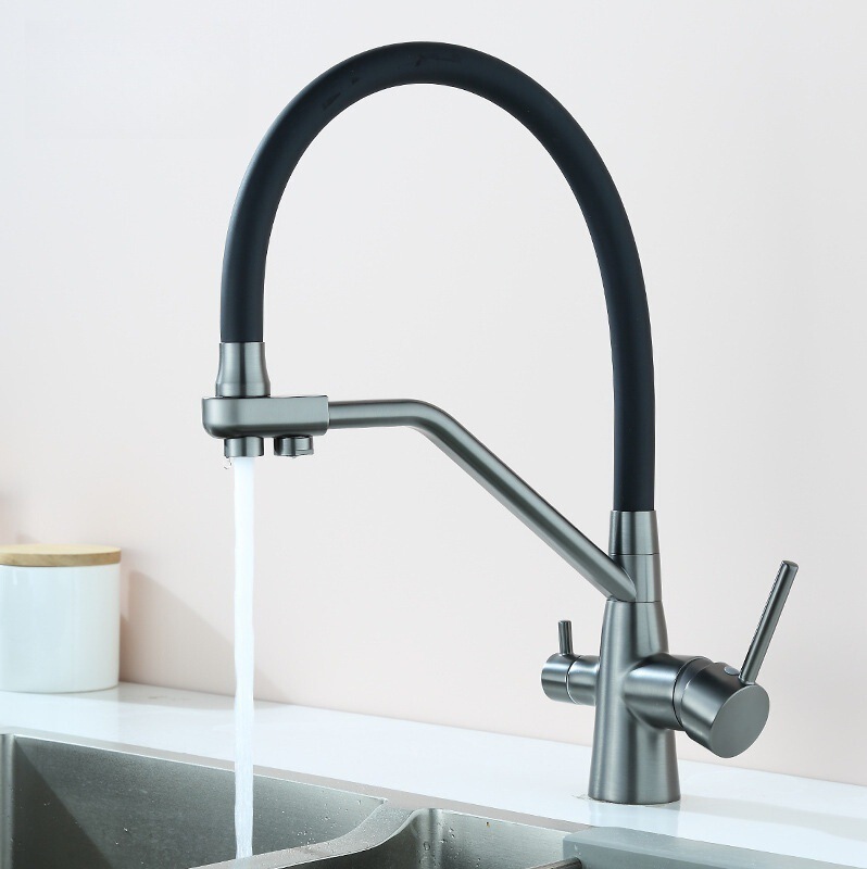 Italian Gessi Retro Mechanical Kitchen Faucet with Rotating Pull-Out All-Copper Three-In-One Water Purification Faucet Italian Gessi Retro Mechanical Kitchen Faucet with Rotating Pull-Out All-Copper Three-In-One Water Purification Faucet
