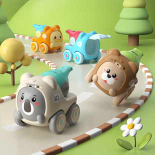 Tiktok hot children's animal inertia cartoon car whistle car educational toys parent-child interactive toys factory wholesale