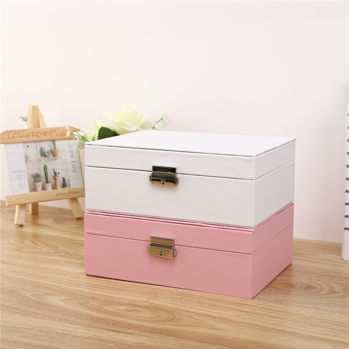 622g Weight Jewelry Boxes Classification Elegant Simple Style Classic Style Solid Color Pu Leather Jewelry Boxes