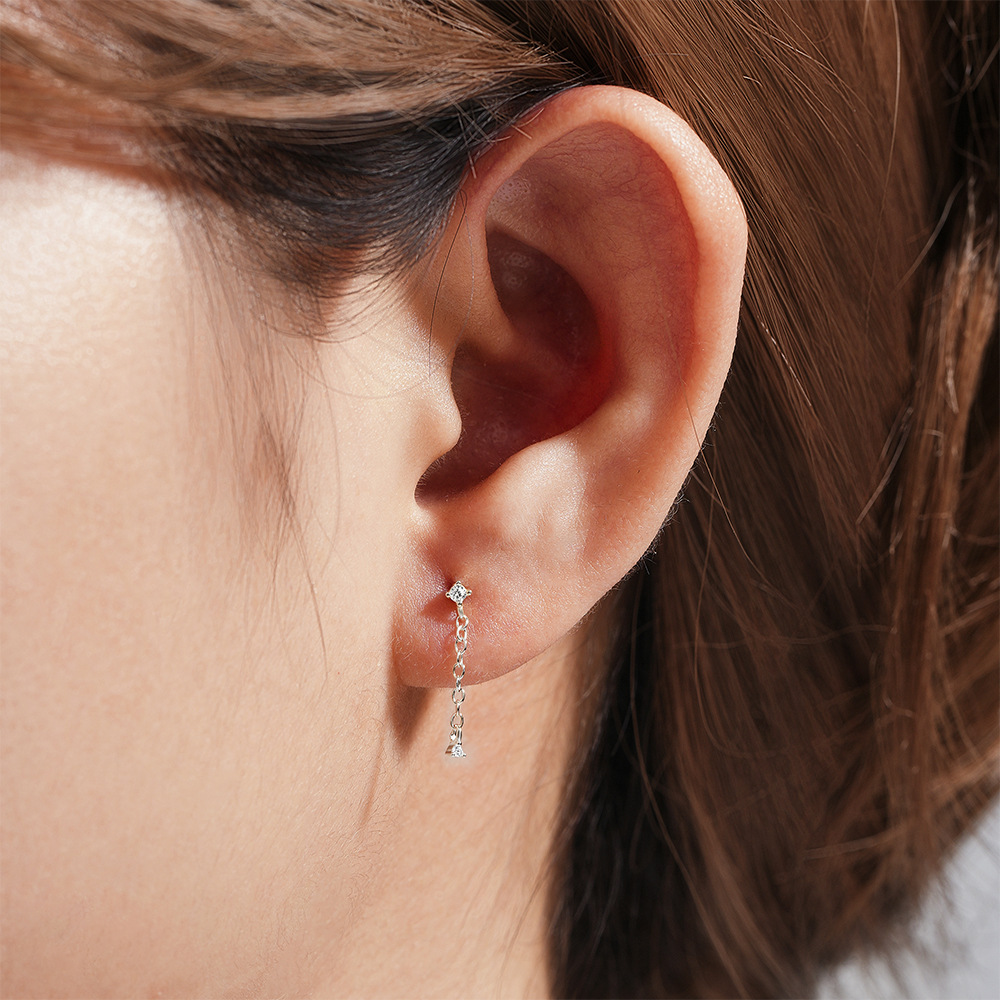 1 Piece Simple Style Geometric Plating Sterling Silver Zircon Ear Studs display picture 80