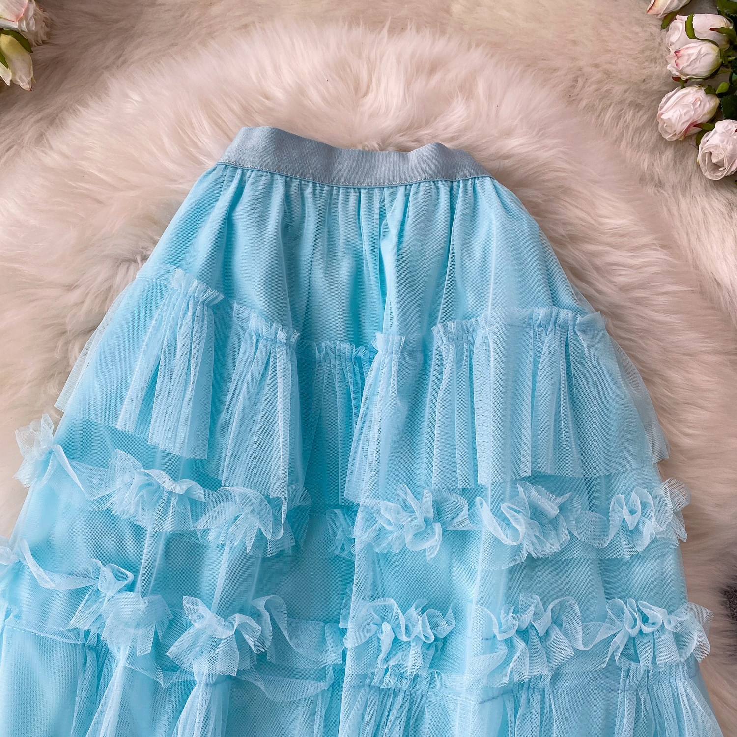Ethereal Cake Skirt For Women Sweet Bow Mesh Puffy Ruffle Skirt Youthful And Gentle Style New_ecoleips.com