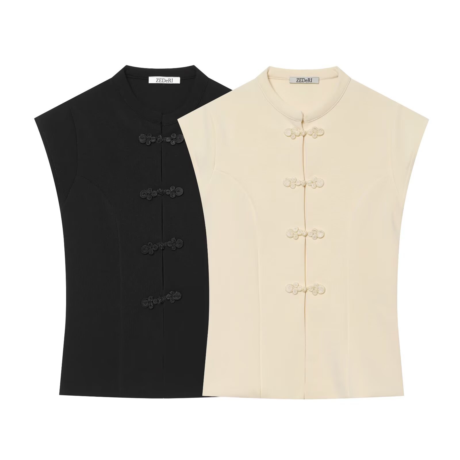 TAOP&ZA Women's 2026 Summer New Style Vest with Rope Knot Button Decoration, Stretch Shirt Top 6050345