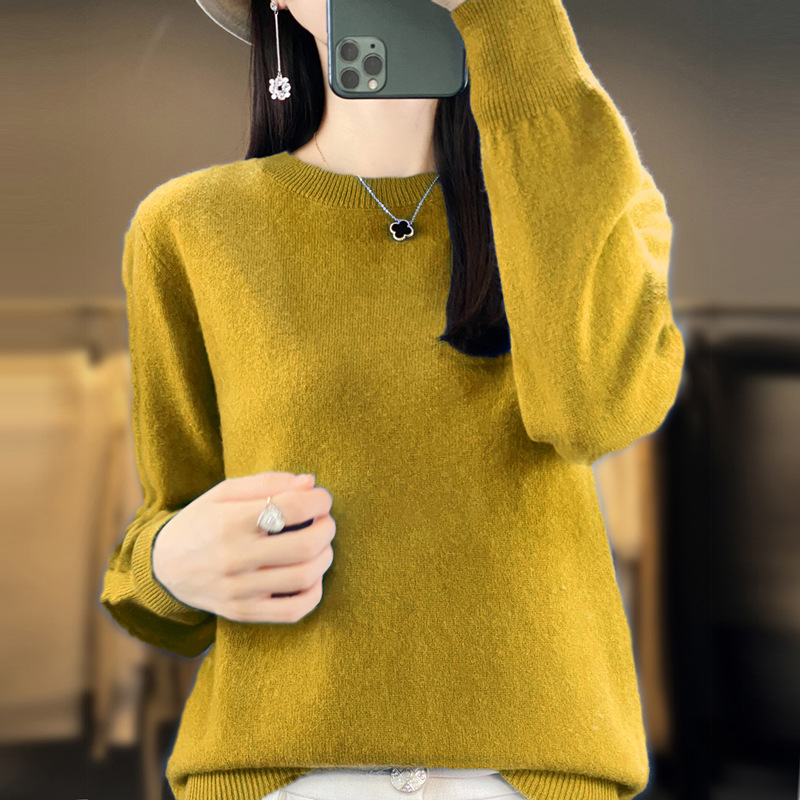 Cross-Border 2025 Autumn and Winter New Round-Neck Sweater for Women, Long-Sleeved Base Shirt, Plus-Size Inner Layer, Andy Velvet Knitwear Top
