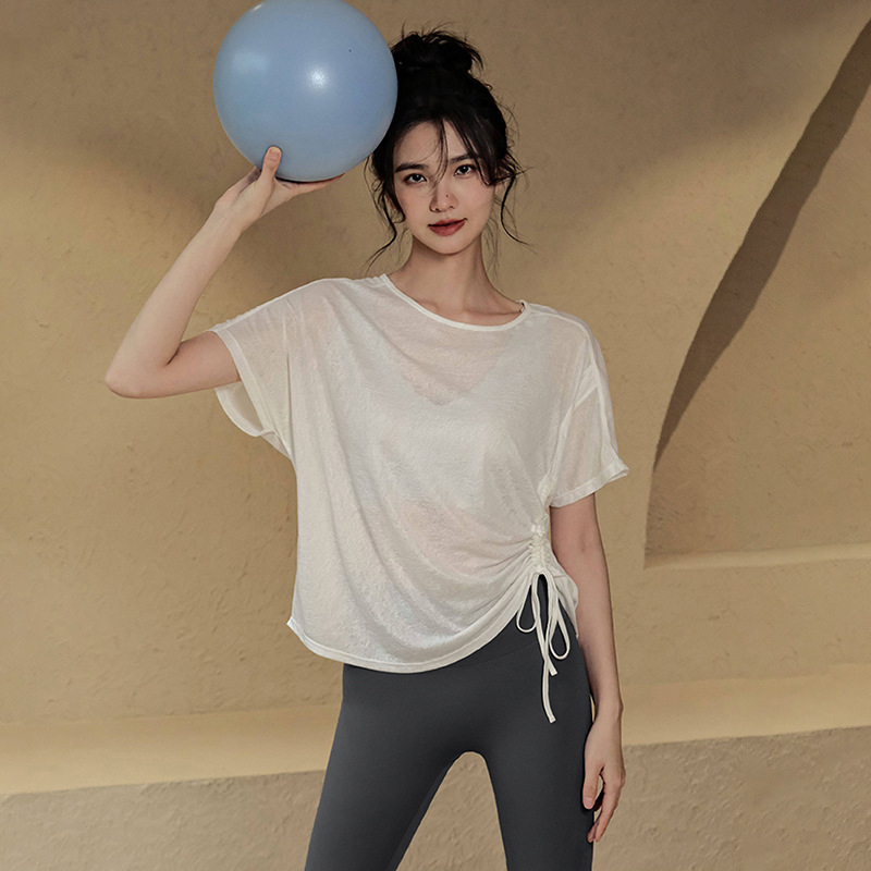 Fitness Clothing Women's Short-Sleeved Summer Loose Quick-Drying Breathable Cover-Up Sports T-Shirt Pilates Training Sportswear Fitness Clothing Women's Short-Sleeved Summer Loose Quick-Drying Breathable Cover-Up Sports T-Shirt Pilates Training Sportswear