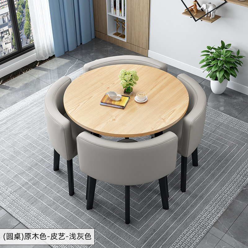 Simple Recepción y negociación pequeña mesa redonda mesa de recepción negociación reunión mesa de invitados y silla traje Oficina área de descanso mesa y silla combinación