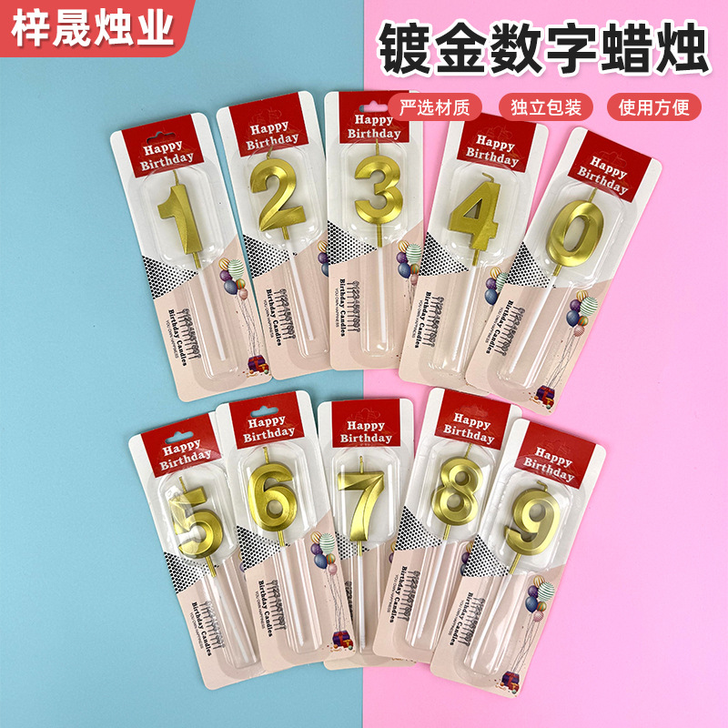 Champagne golden number candle wholesale birthday number cake candle…