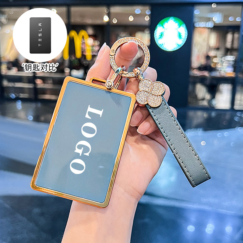 【카드】금색 테두리 블루 + 새로운 네잎클로버