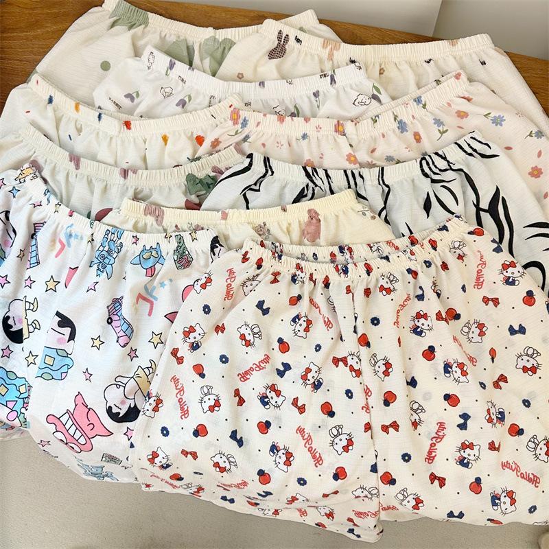 Espuma de verano suelta pantalones cortos de pijama para mujeres pantalones de pijama caseros de dibujos animados se pueden usar fuera