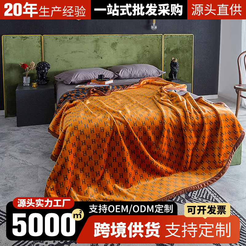 Manta de lana de Falai gruesa transfronteriza, franela impresa a doble cara, terciopelo de coral, regalo multifuncional, manta de invierno al por mayor