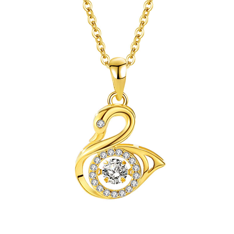 Amor cisne S925 collar de plata femenina corazón latiendo estilo japonés y coreano inteligente nuevo cisne cadena clavícula al por mayor