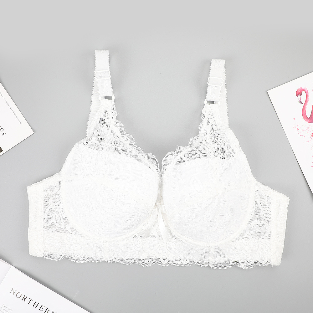 Taza de algodón fino más el tamaño sujetador del ajuste pecho encaje reunidos con anillo acero sexy ropa interior las mujeres AliExpress