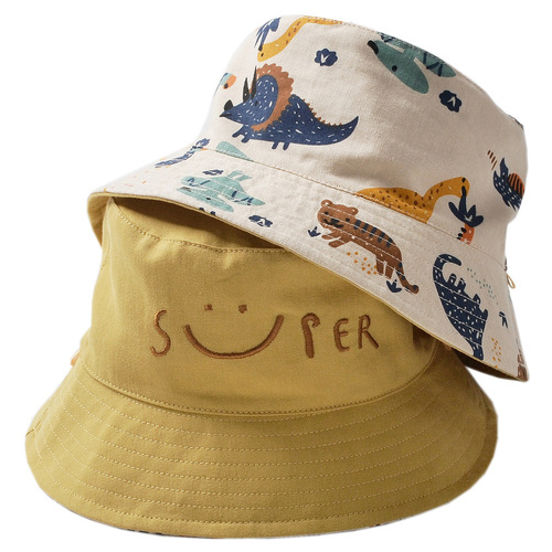 moinmlon double-sided Korean version spring and summer new children's sunshade fisherman hat baby sun protection breathable sun hat