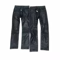 Archive Slim Straight Distressed Black Vinyl Wax Jeans High Street Goth Rock Pants In Stock