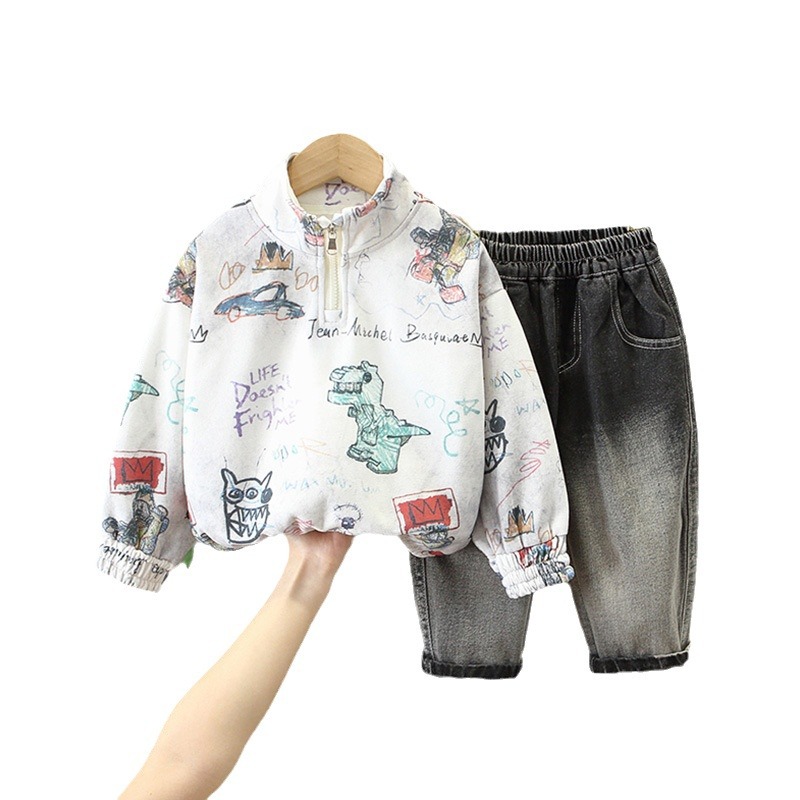 6337 Traje de primavera y otoño para niños 2025 nuevo suéter de primavera y otoño para niños de dos piezas Ropa de primavera y otoño para bebés