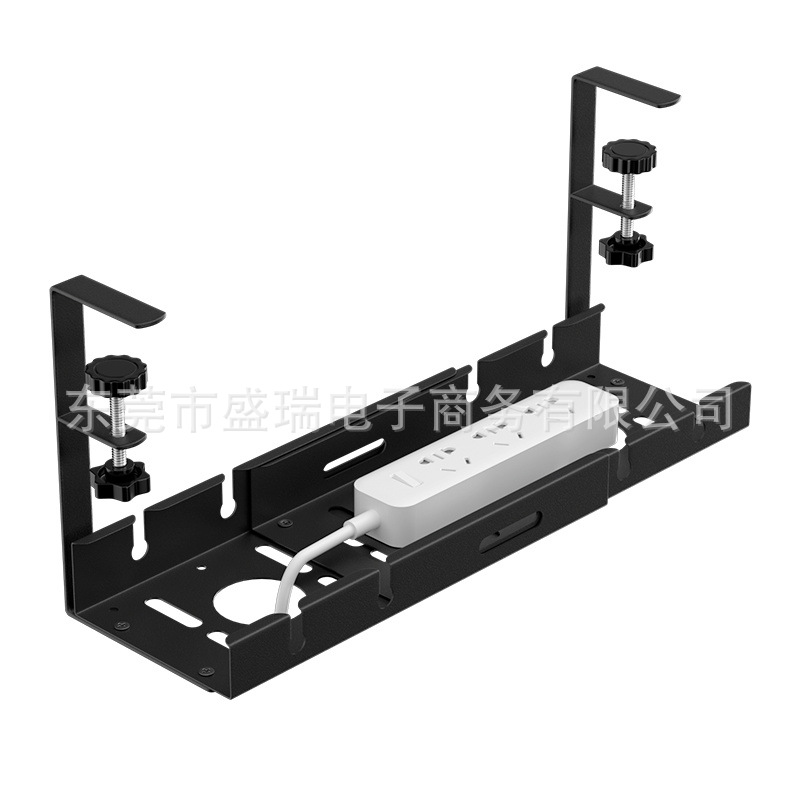 Venta caliente transfronteriza en stock sin perforaciones retráctil ajustable longitud debajo de la Mesa de cable rack socket almacenamiento rack Mesa inferior cesta colgante
