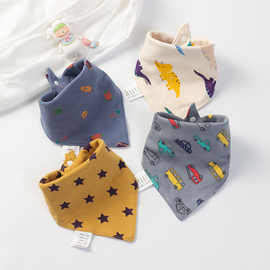 口水巾婴儿口水三角儿童围四季头巾巾巾厚款纯棉宝宝围嘴防水双层