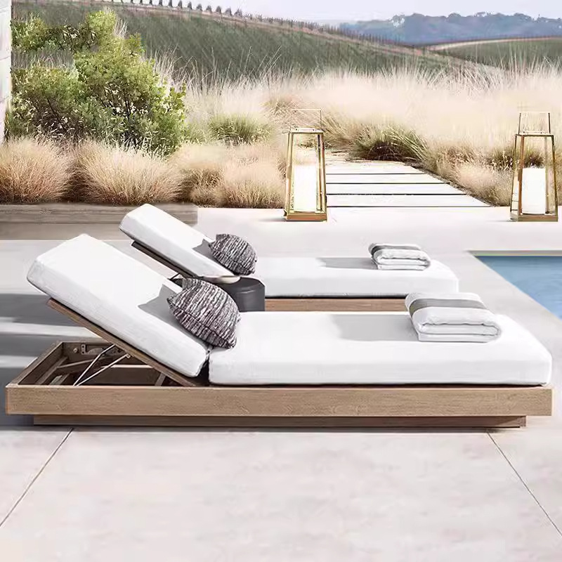 Cama al aire libre patio villa terraza jardín terraza madera maciza teca sillón hotel piscina al aire libre silla de playa casual