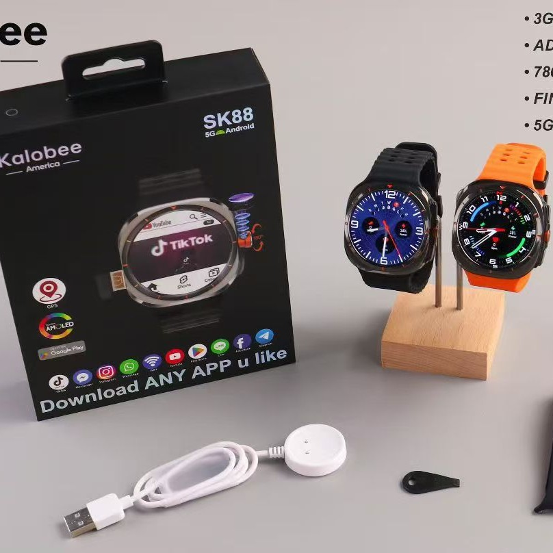 sk88插卡手表Amoled旋转摄像头Watch7同款4G全网通GPS电话手表