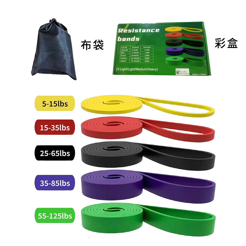 Bandas elásticas, bandas de resistencia para fitness, bandas de asistencia para dominadas, bandas de resistencia para entrenamiento de fuerza en atletismo, suministro transfronterizo y venta al por mayor.