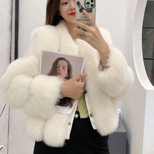 2025秋冬新款海宁整皮女装皮草外套网红貂毛机车短款裘皮大衣