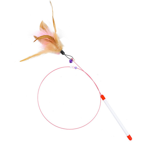 Factory direct sales cat rod steel wire feather replacement head bite-resistant pet cat toy supplies cat rod wholesale