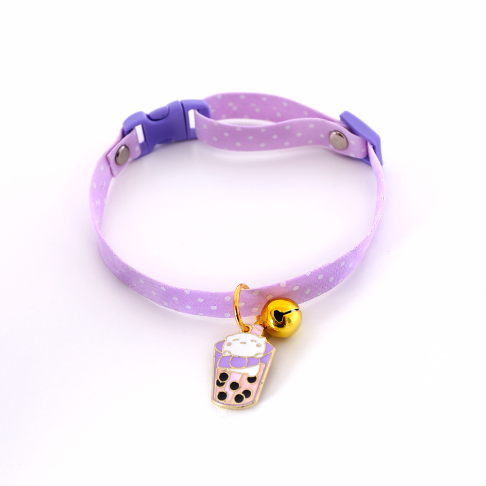 Points de onda pequeña bolsa de flores de botón campana ajustable collar de mascota gatos perros cachorros osos collares accesorios de pez de Año Nuevo
