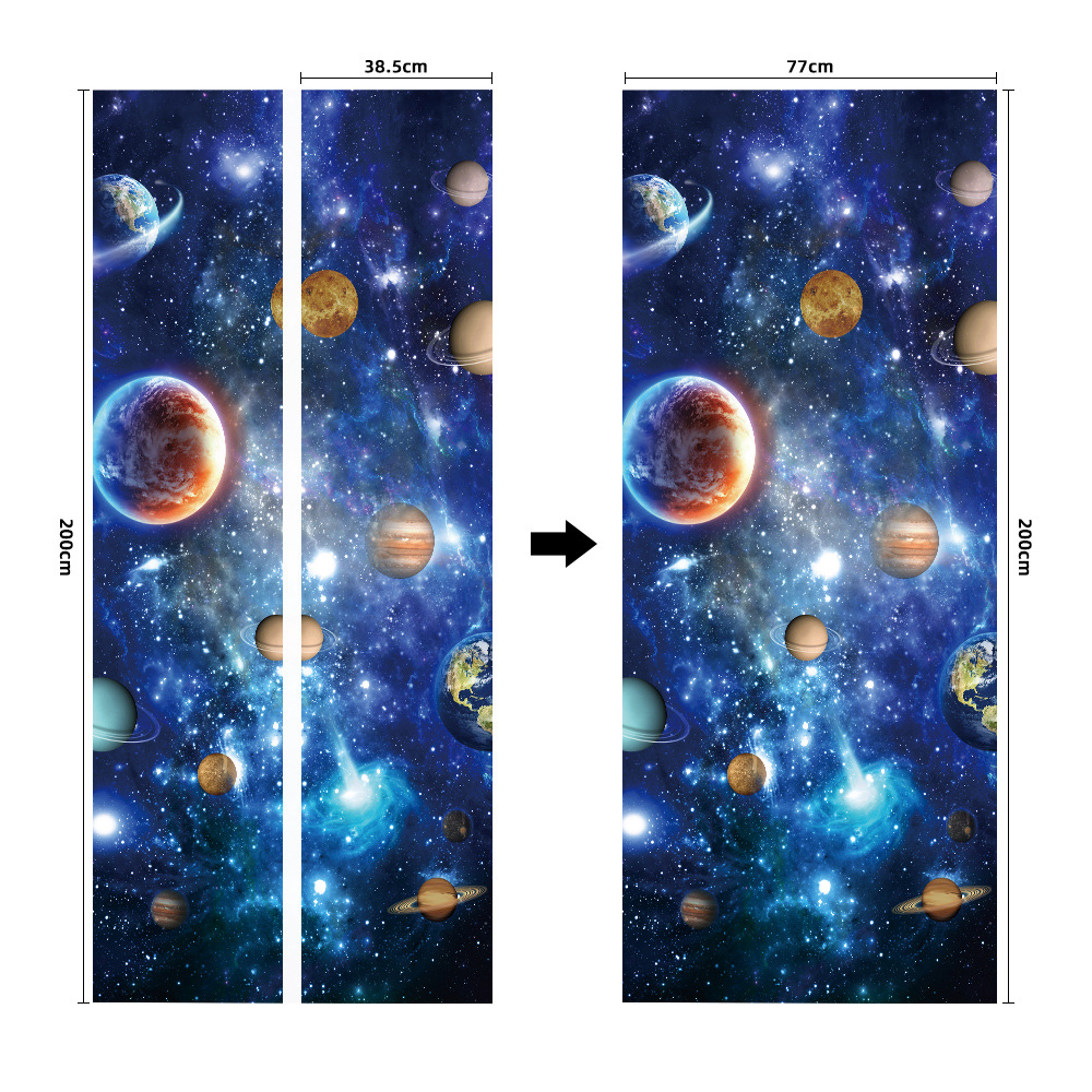 Pegatinas para puertas 3D respetuosas con el medio ambiente, autoadhesivos, fabricantes de origen al por mayor, patrones populares transfronterizos de alta definición, adhesivos para puertas impermeables, a prueba de aceite y antiincrustantes