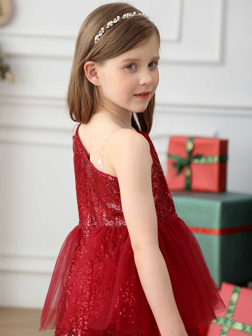 Transfronterizo amazónica de chicas de sequillas de encaje vestido de princesa vestido de navidad vestido de cumpleaños para niños