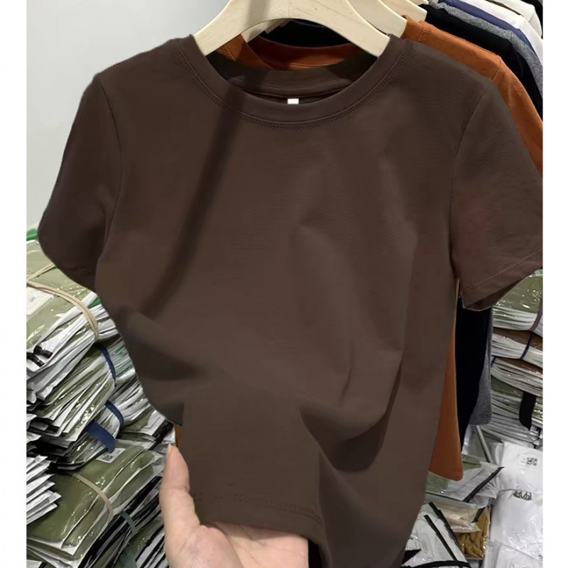 2025 New Style Regular Shoulder Short-Sleeved T-Shirt for Women, Suitable for Spring, Summer, Autumn, and Winter, Fashionable and Versatile Top, Regular Style Base Shirt