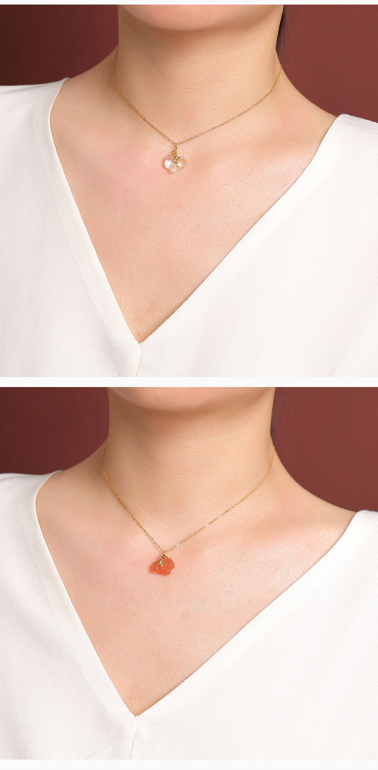 Mặt dây chuyền bạc S925 mạ vàng đính đá ngọc bích và pha lê hình đồng xu cát tường — Hồng thủy (không kèm dây) chi tiết 10