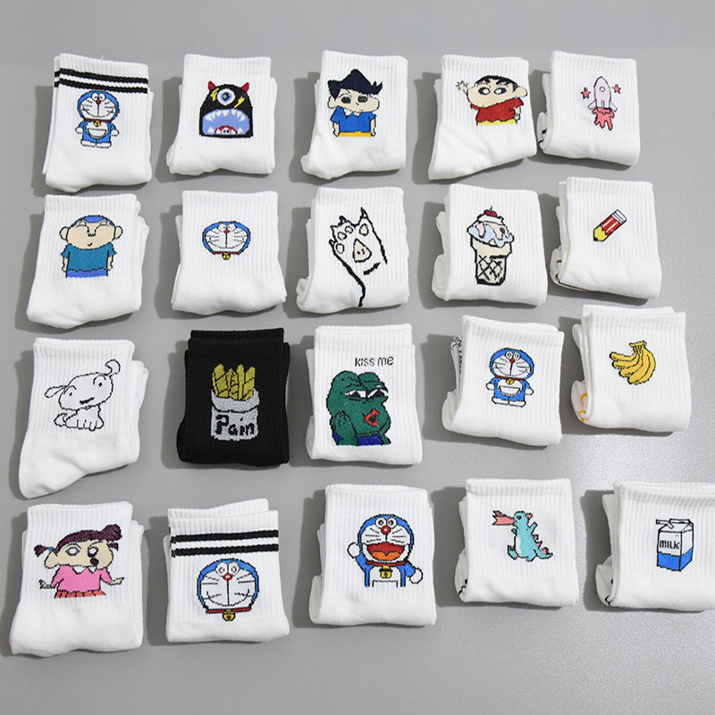 Socks Midi Cartoon Doraemon Crayon Shin New Harajuku Doraemon Frog ins Internet Popular Tide Socks