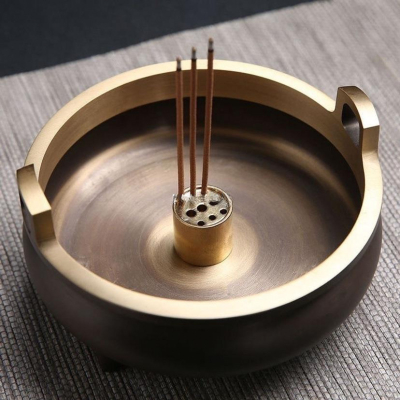 纯铜供奉上香家用室内大小号观音财神供佛堂插香炉招财进宝香薰炉